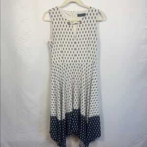 Ivanka Trump White and Navy High Low Dress